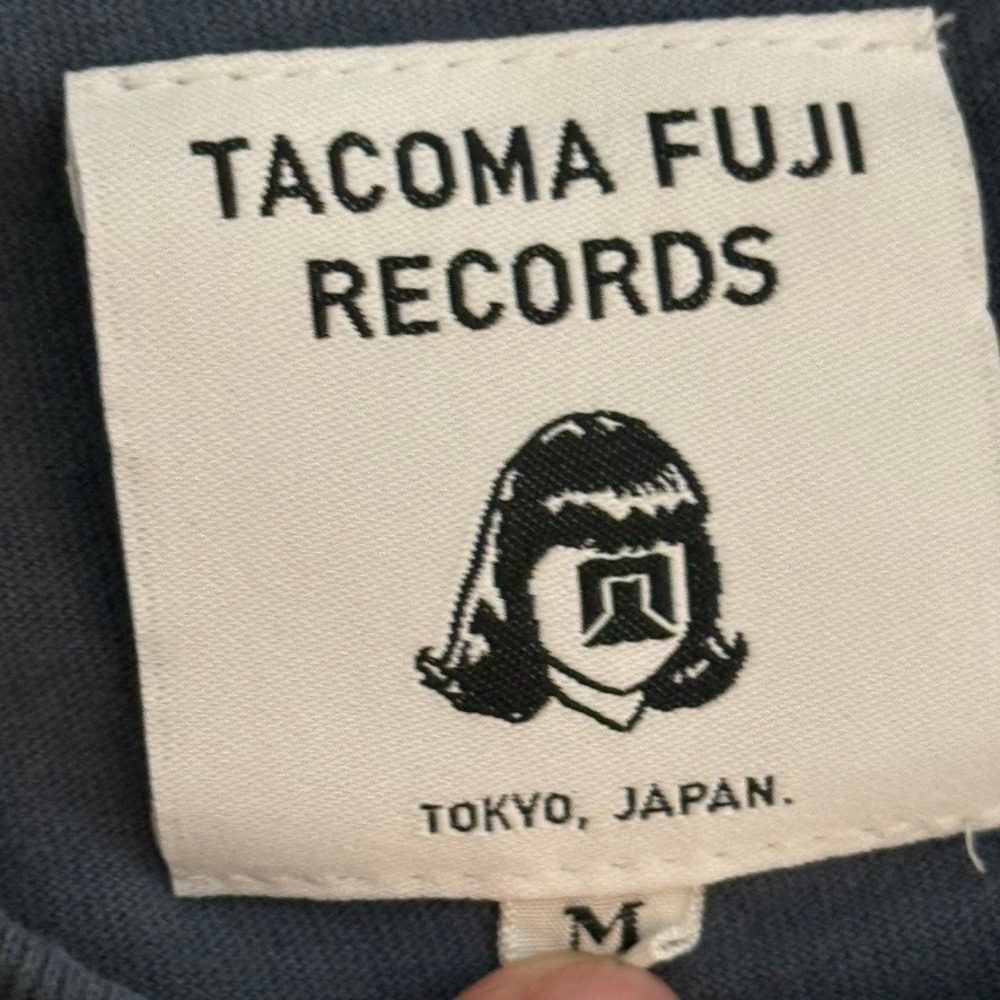 Tacoma Fuji Records Mens Blue Kanji Embroidered Cotton T-Shirt Size M Japan Made - Picture 4 of 8